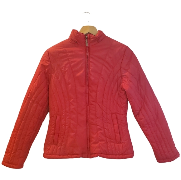 Puffer Quilted Winter Womens Jacket By George Palomares Red Size Small - Picture 2 of 8